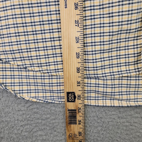 Abercrombie Fitch Shirt Mens L Yellow Blue Long Sleeve Plaid Preppy Business Y2K - Picture 3 of 12